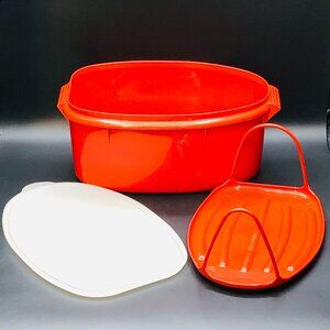 Vintage 70s TUPPERWARE Paprika FLAVOR SAVER Ham Turkey Roast Keeper Container